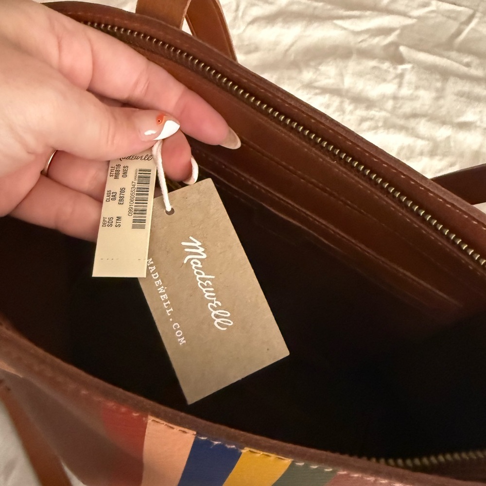 MADEWELL THE ZIP-TOP MEDIUM TRANSPORT TOTE: RAINBOW STRIPE EDITION NWT - Picture 4 of 8